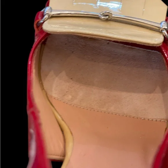 Prada Red and Beige Women's Slingback Platform Heels - Picture 7 of 8
